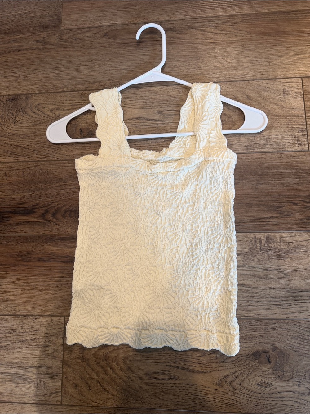 Cream Textured Tank Top with Wide Straps